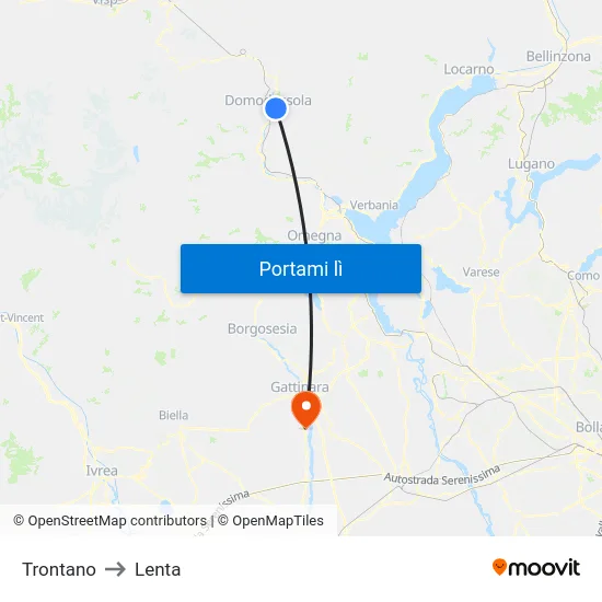 Trontano to Lenta map