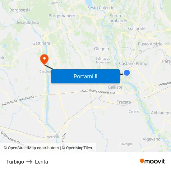 Turbigo to Lenta map