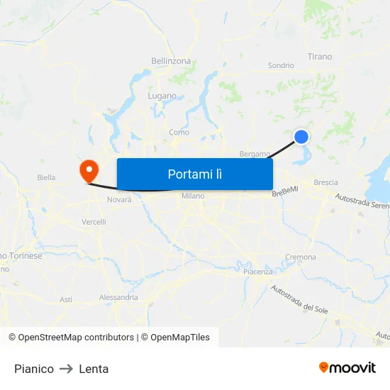 Pianico to Lenta map