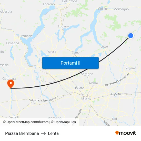 Piazza Brembana to Lenta map