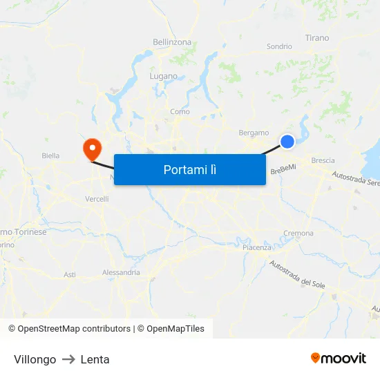 Villongo to Lenta map
