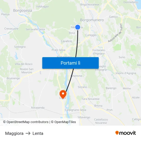 Maggiora to Lenta map
