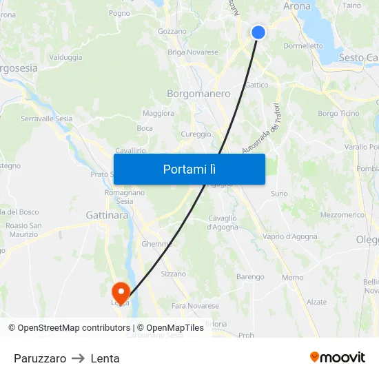 Paruzzaro to Lenta map