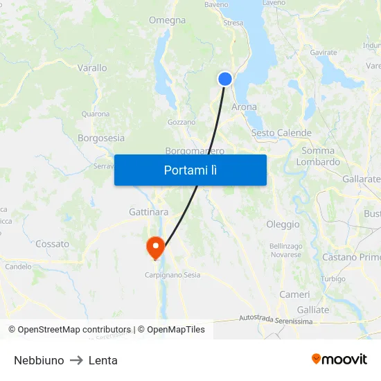 Nebbiuno to Lenta map