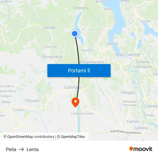 Pella to Lenta map