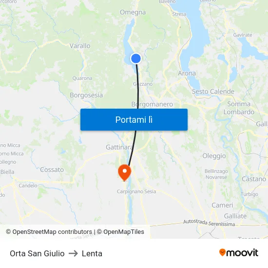 Orta San Giulio to Lenta map