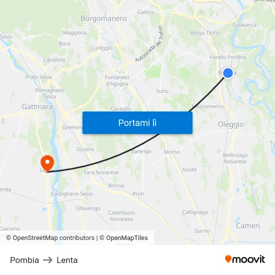Pombia to Lenta map