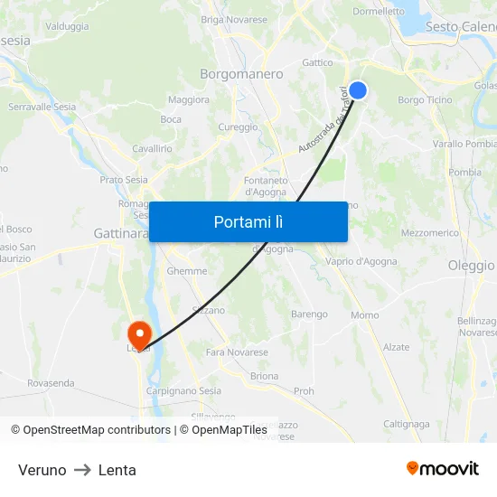 Veruno to Lenta map