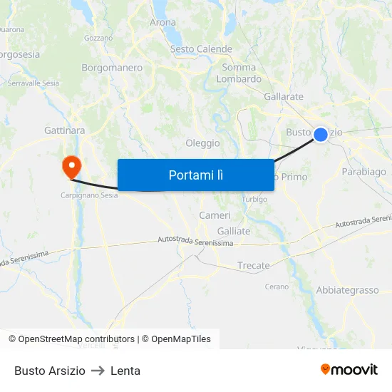 Busto Arsizio to Lenta map