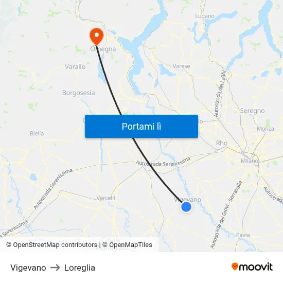 Vigevano to Loreglia map