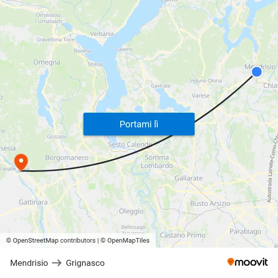 Mendrisio to Grignasco map
