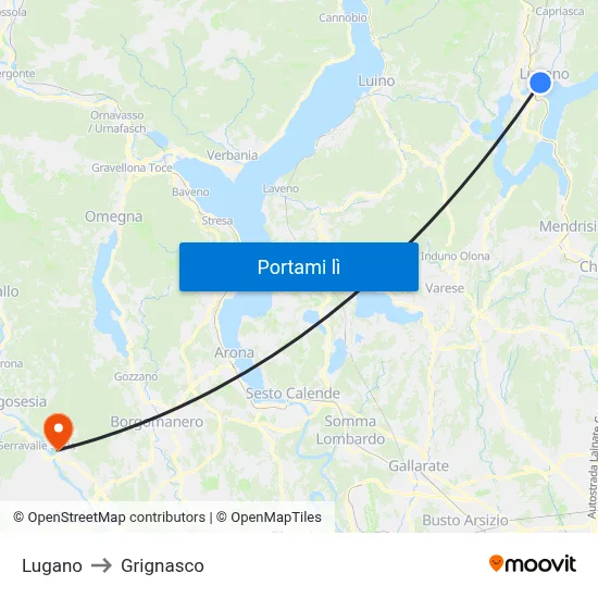 Lugano to Grignasco map