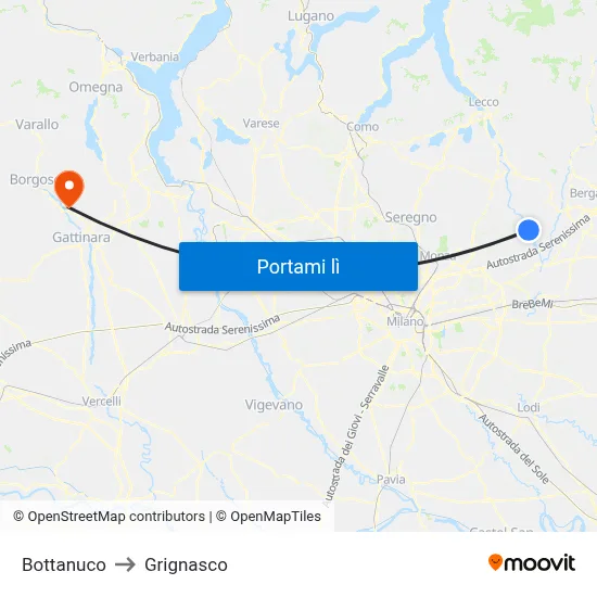 Bottanuco to Grignasco map