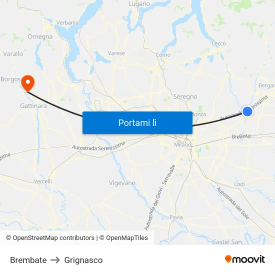 Brembate to Grignasco map
