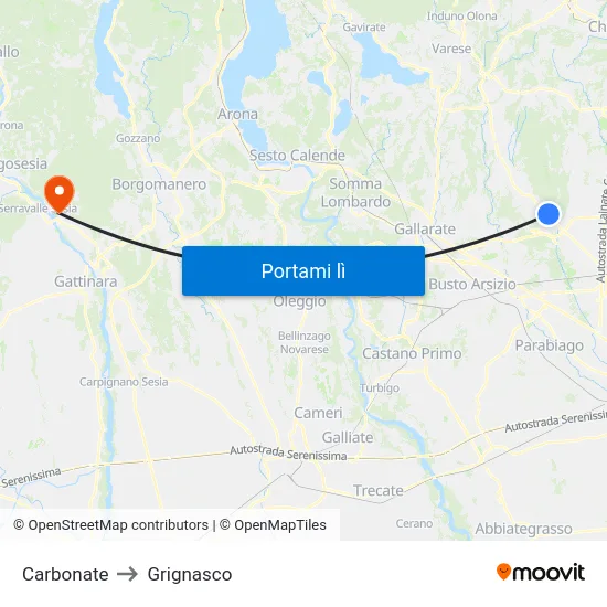 Carbonate to Grignasco map
