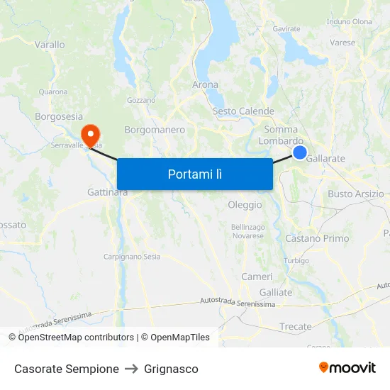 Casorate Sempione to Grignasco map