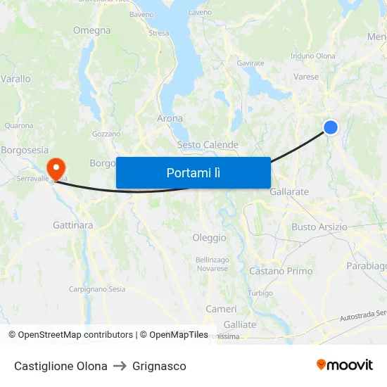 Castiglione Olona to Grignasco map