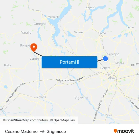 Cesano Maderno to Grignasco map