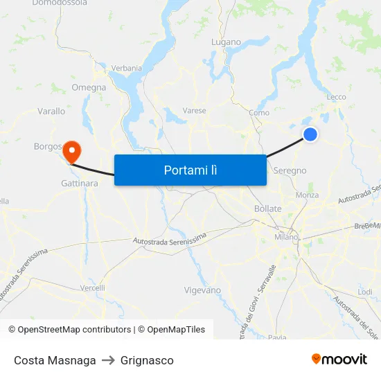 Costa Masnaga to Grignasco map