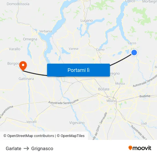 Garlate to Grignasco map