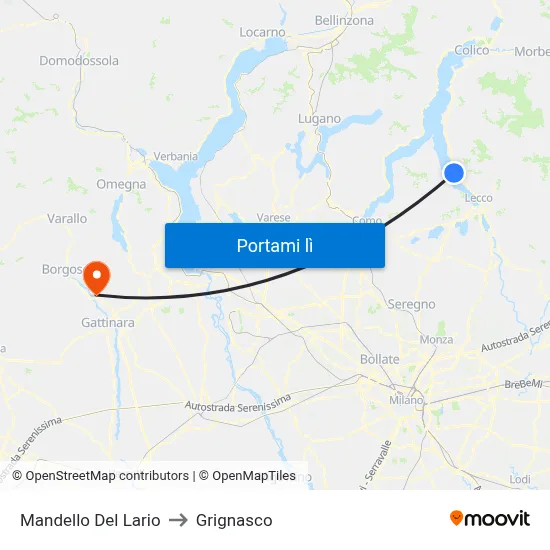 Mandello Del Lario to Grignasco map