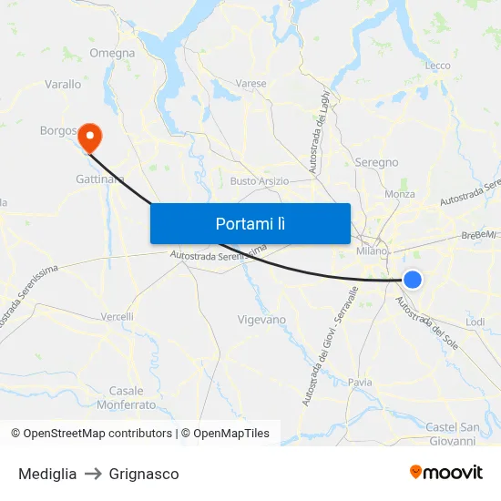 Mediglia to Grignasco map