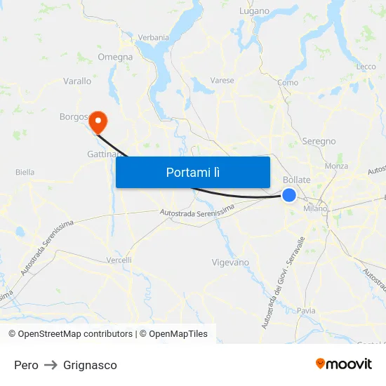 Pero to Grignasco map