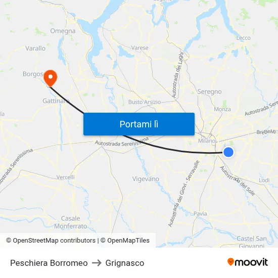 Peschiera Borromeo to Grignasco map