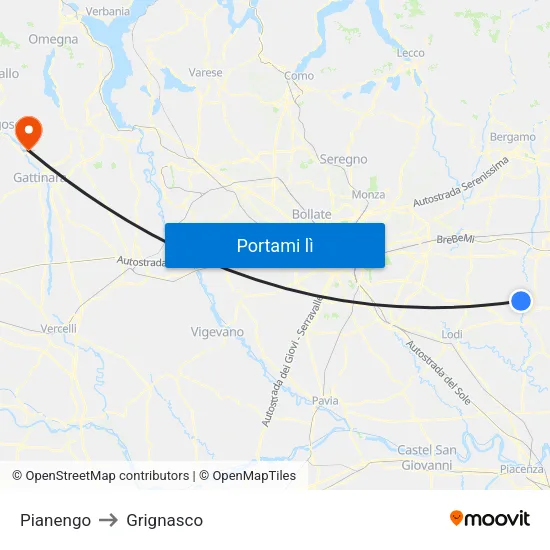 Pianengo to Grignasco map