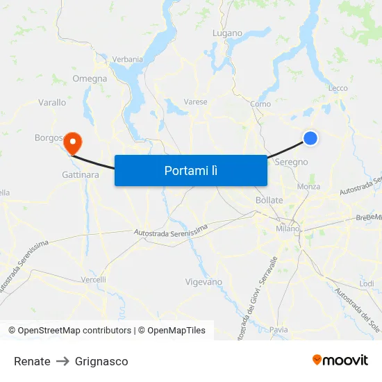 Renate to Grignasco map