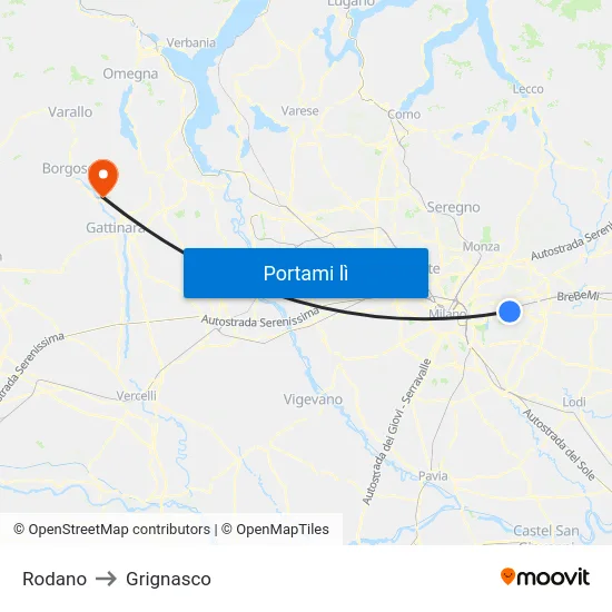 Rodano to Grignasco map