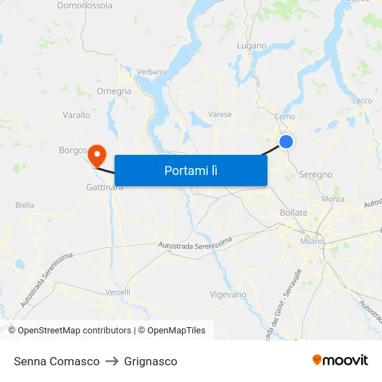 Senna Comasco to Grignasco map
