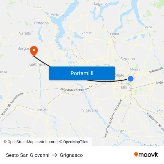 Sesto San Giovanni to Grignasco map