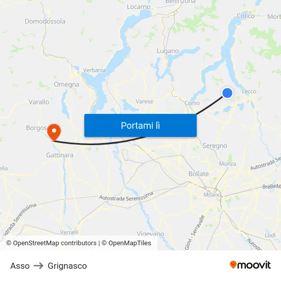 Asso to Grignasco map