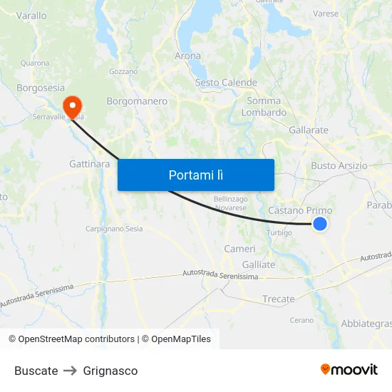 Buscate to Grignasco map