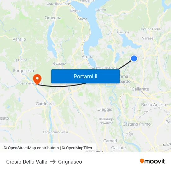 Crosio Della Valle to Grignasco map
