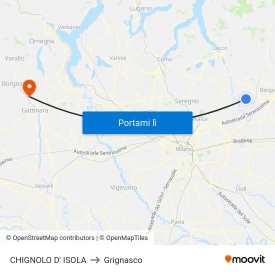 CHIGNOLO D' ISOLA to Grignasco map