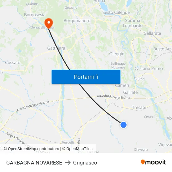 GARBAGNA NOVARESE to Grignasco map