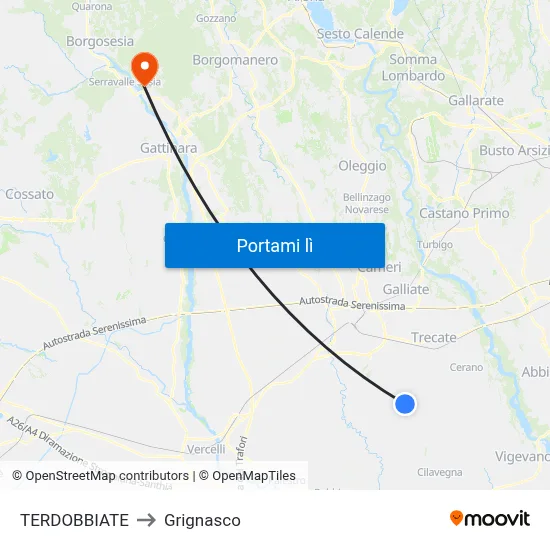 TERDOBBIATE to Grignasco map