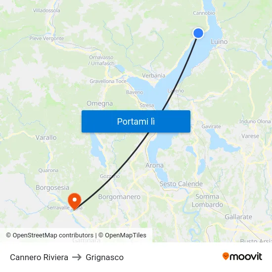 Cannero Riviera to Grignasco map
