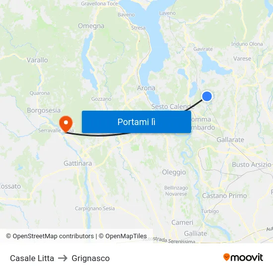 Casale Litta to Grignasco map