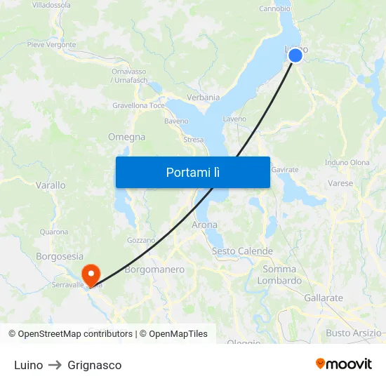 Luino to Grignasco map