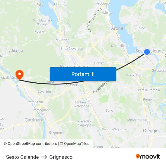 Sesto Calende to Grignasco map