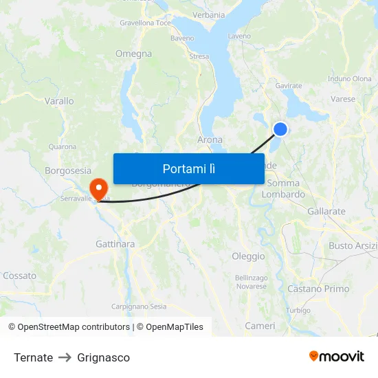 Ternate to Grignasco map