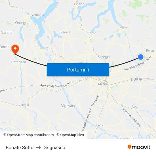 Bonate Sotto to Grignasco map