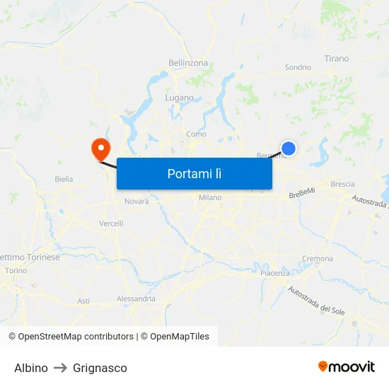 Albino to Grignasco map