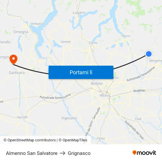 Almenno San Salvatore to Grignasco map