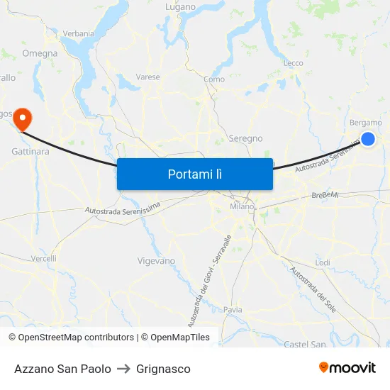 Azzano San Paolo to Grignasco map