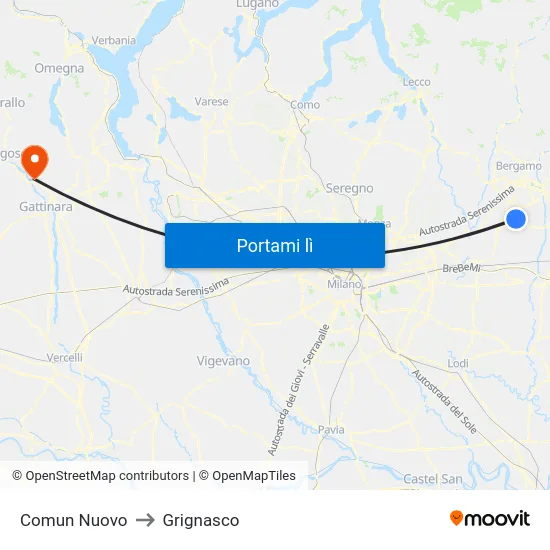 Comun Nuovo to Grignasco map