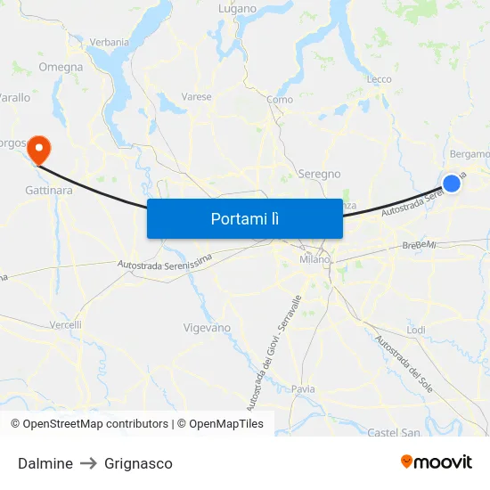 Dalmine to Grignasco map